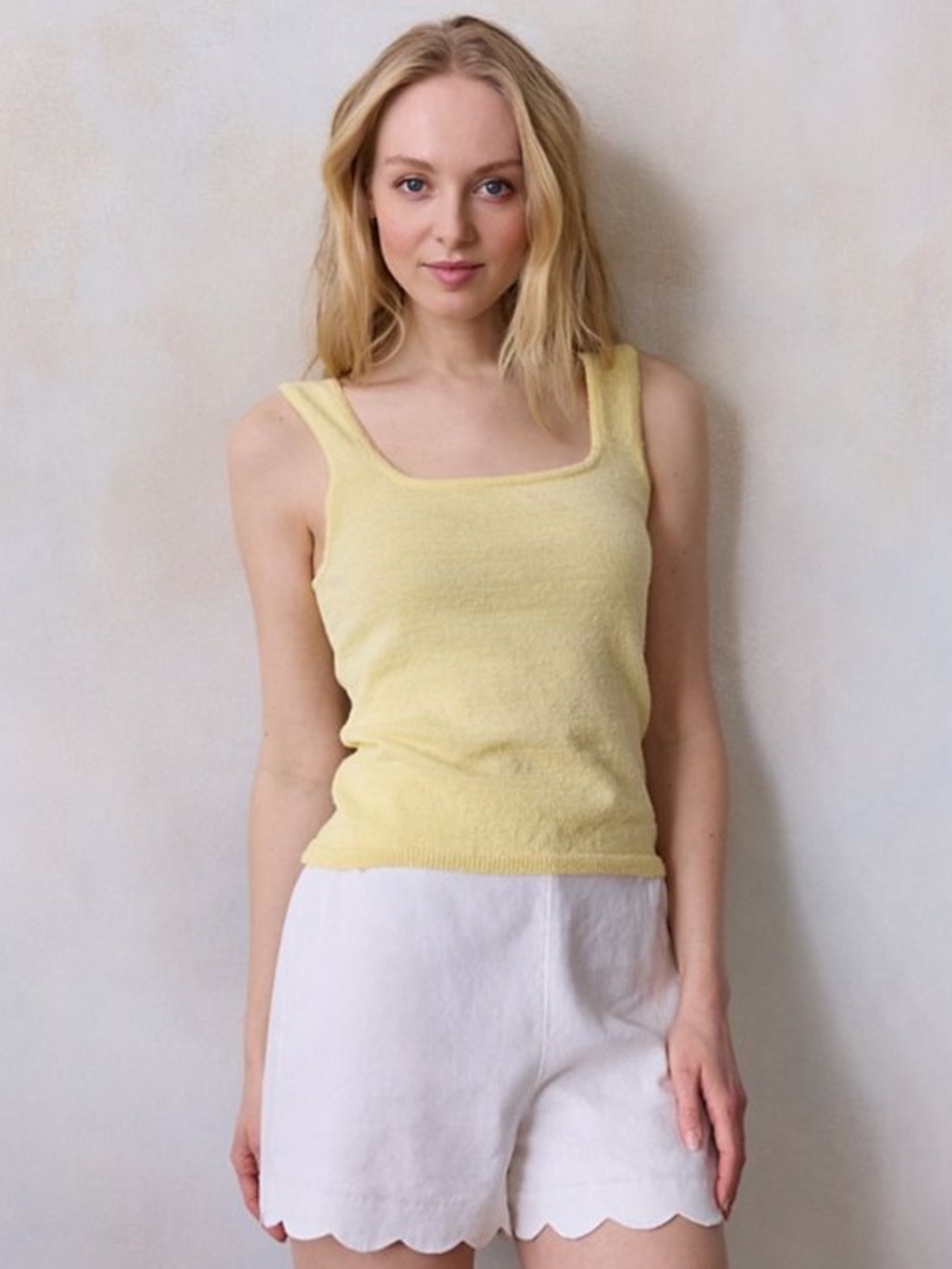 NWT LC Lauren Conrad yellow white chip sweater tank top size XL